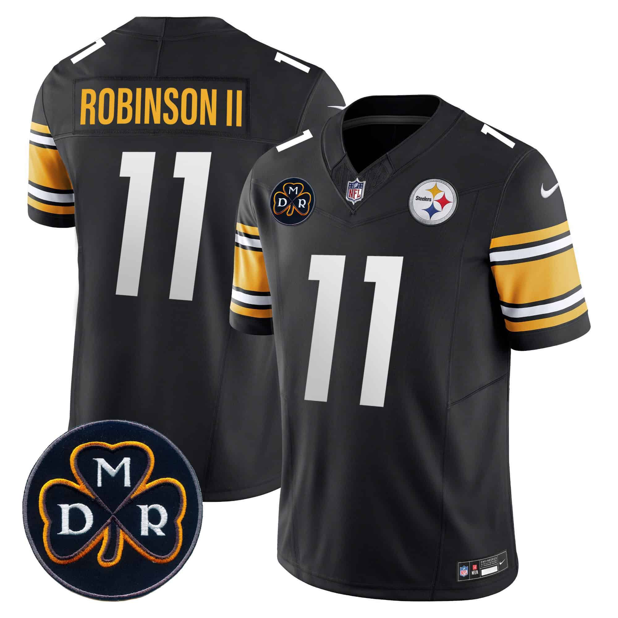 Men Pittsburgh Steelers 11 Robinson ii Black 2024 Nike DMR Patch Vapor Limited NFL Jersey style 3